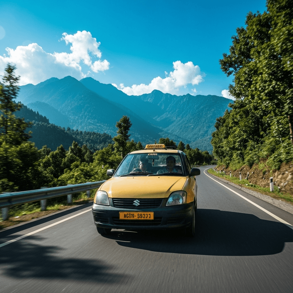 Taxi on a highway